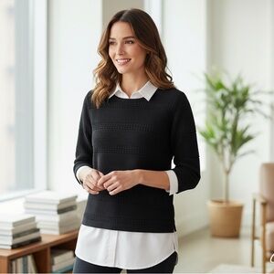 White House Black Market Black Crew Neck Sweater